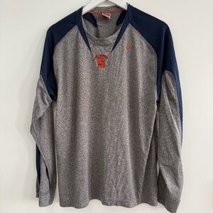 Syracuse Nike Team Fit Dry Navy Grey Orange Long Sleeve Tech Shirt Men Large EUC
